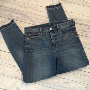 GAP True Skinny High Waisted Distressed Jeans